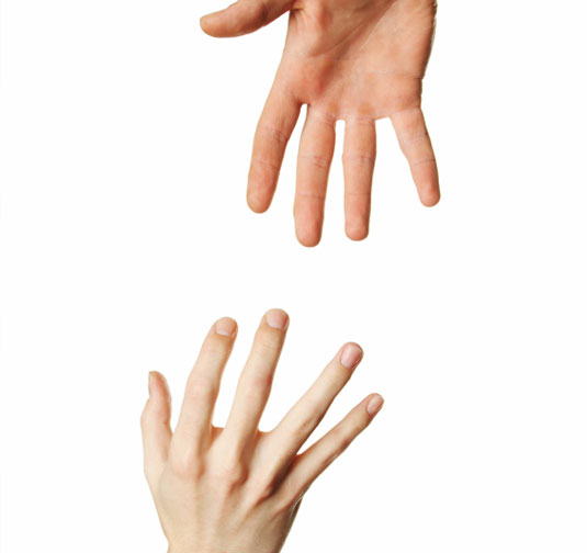 A hand up